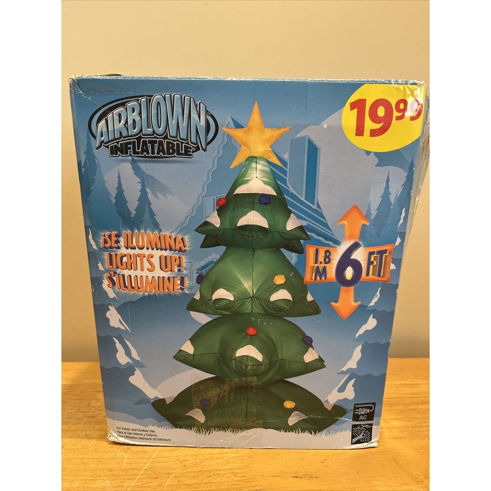 Airblown Inflatable 6 Ft Christmas‎ Tree Bulbs Star Yard Decor Gemmy